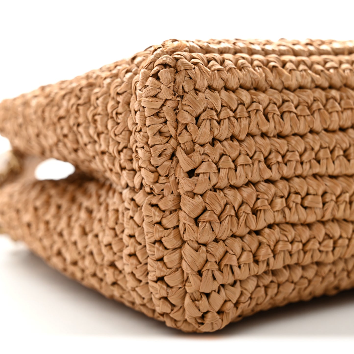 Braided Raffia Nano Kelly Flap Bag Dark Beige
