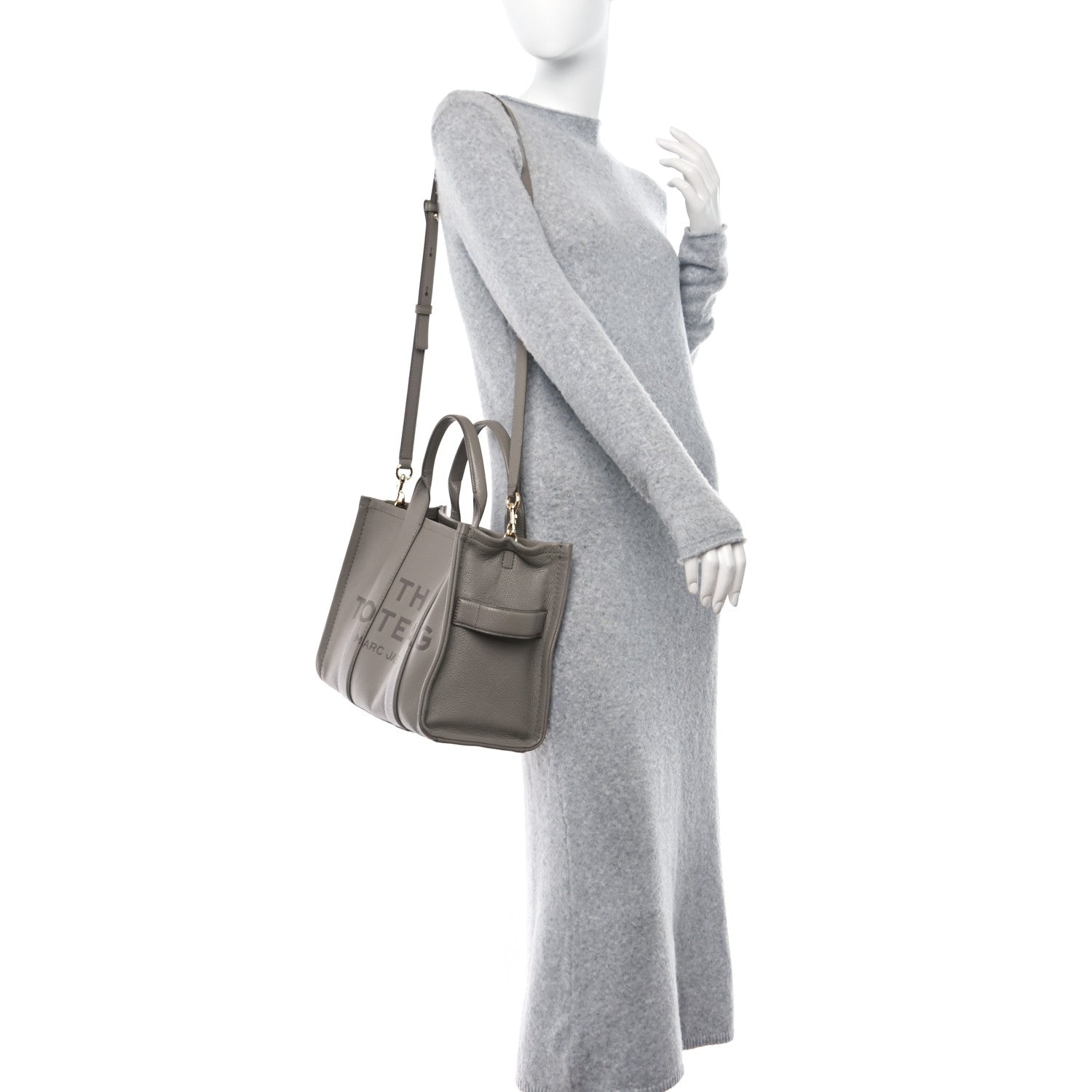 Marc Jacobs Grained Calfskin Medium The Tote Bag Cement 2 of 11