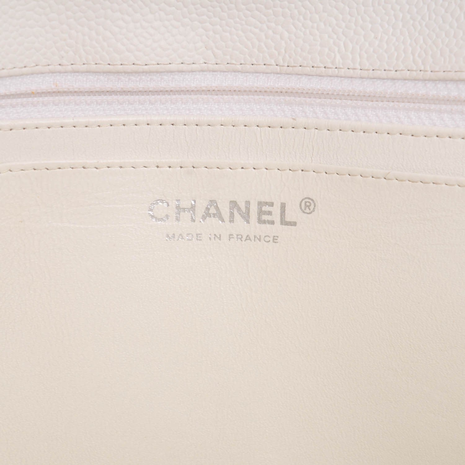 Chanel Caviar Quilted Jumbo Single Flap White 7 of 8