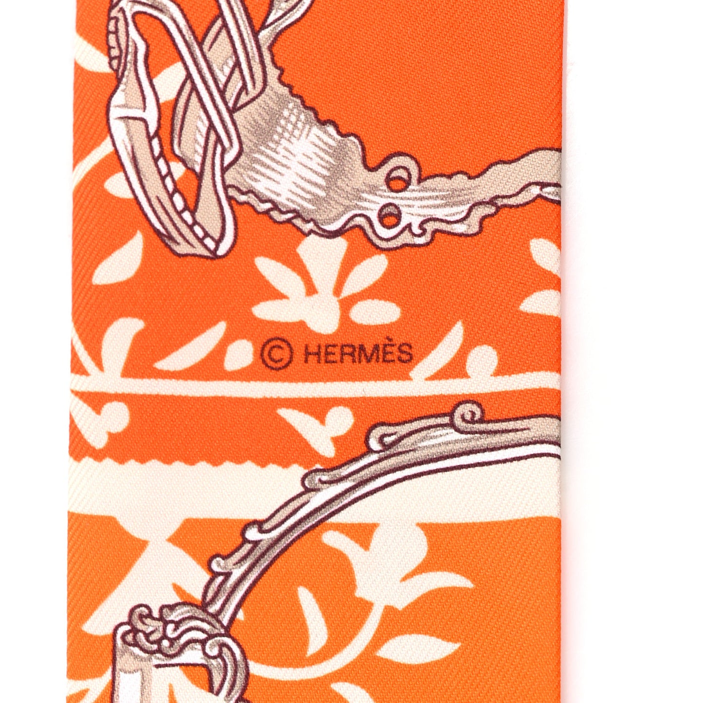 Silk Etriers Remix Twilly Orange Creme Beige