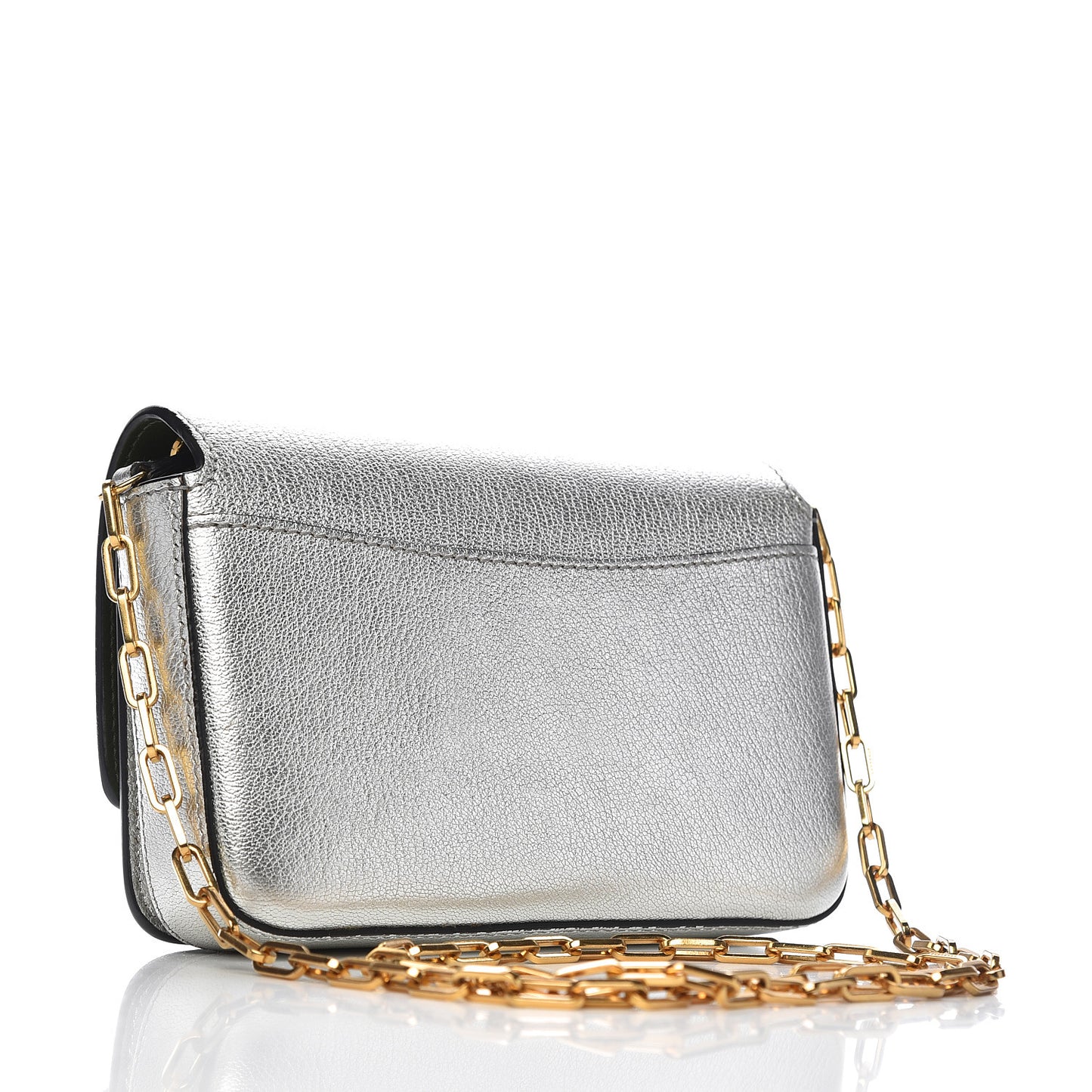 Metallic Hayes Goatskin D-Ring Mini Bag Silver
