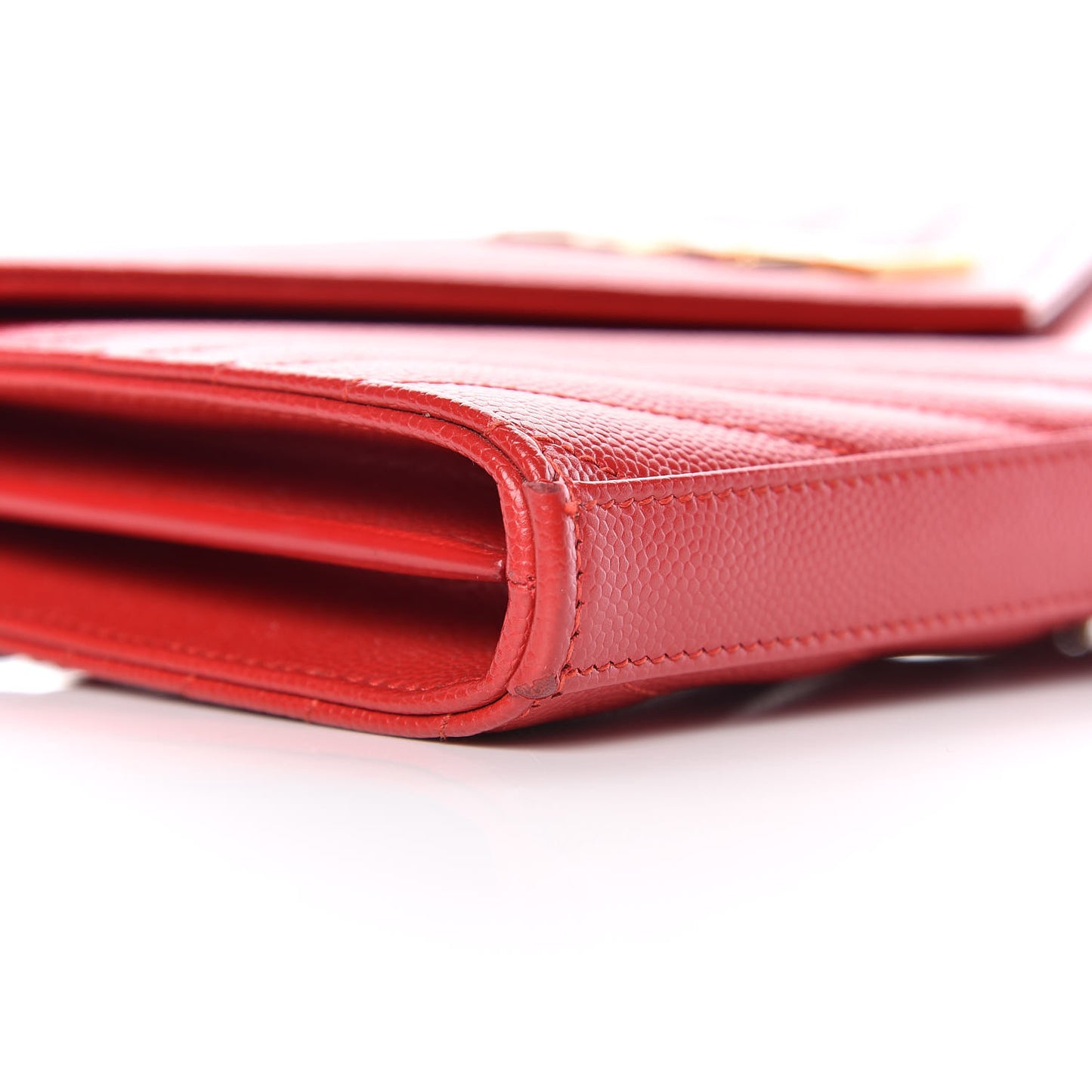 Grain De Poudre Matelasse Chevron Monogram Chain Wallet New Red