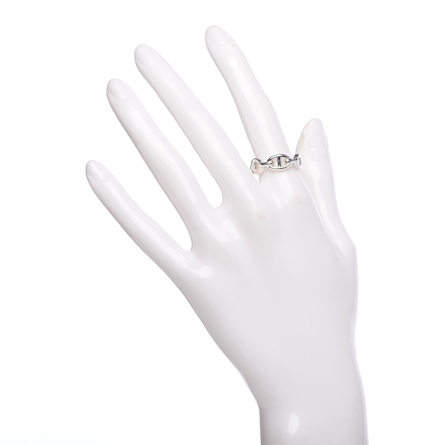 Hermes Sterling Silver PM Chaine d'Ancre Enchainee Band Ring 53 6.25 2 of 7