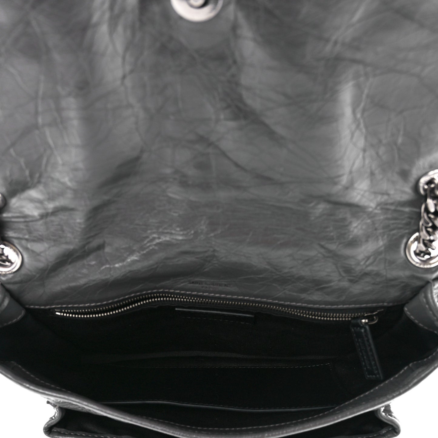 Crinkled Calfskin Matelasse Monogram Baby Niki Chain Satchel Storm