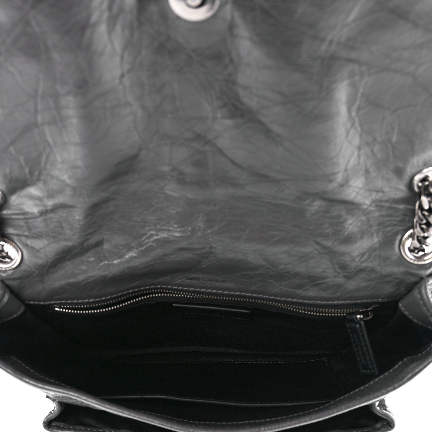 Saint Laurent Crinkled Calfskin Matelasse Monogram Baby Niki Chain Satchel Storm 5 of 11