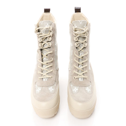 Louis Vuitton Suede Calfskin Laureate Platform Desert Boots 41 Beige 2 of 8