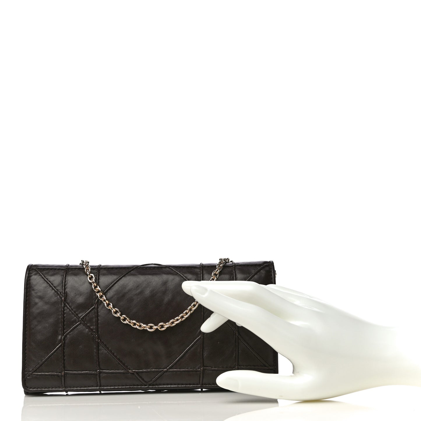 Lambskin Cannage Rendezvous Chain Wallet Brown