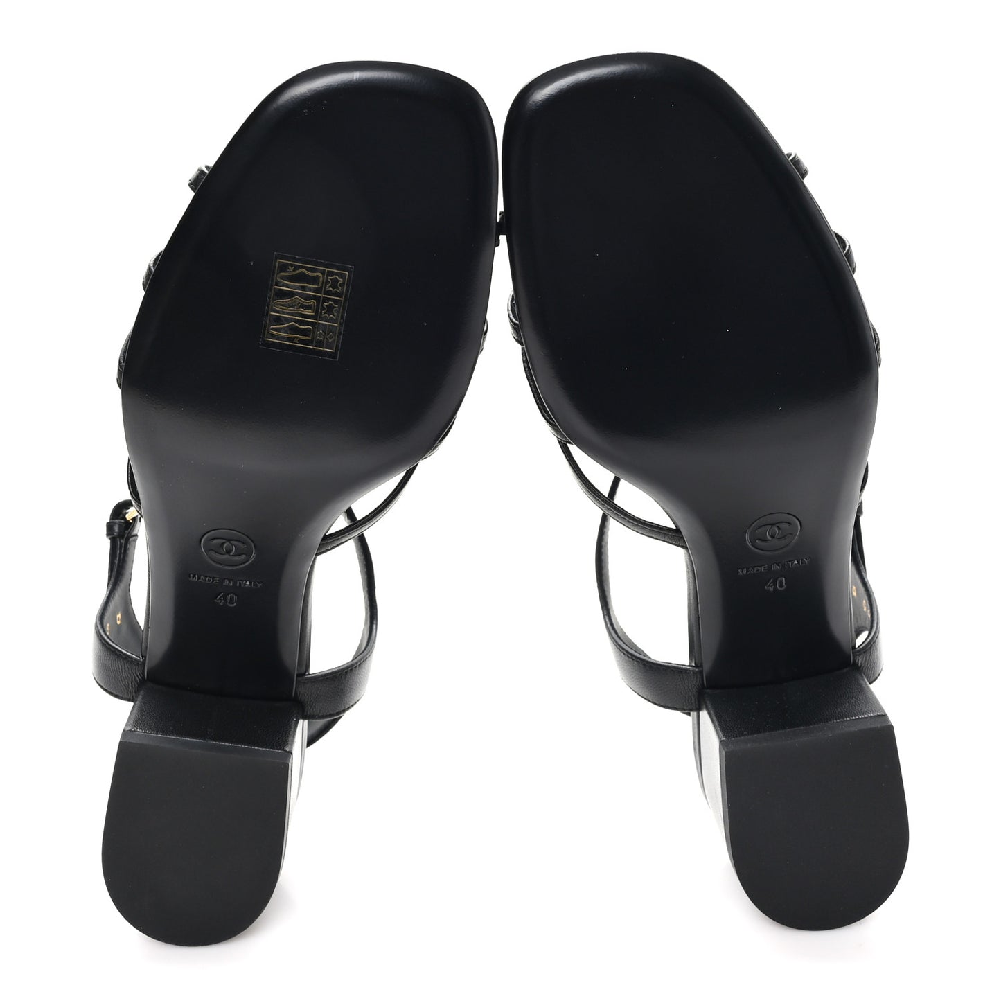 Lambskin Crystal CC Sandals 40 Black