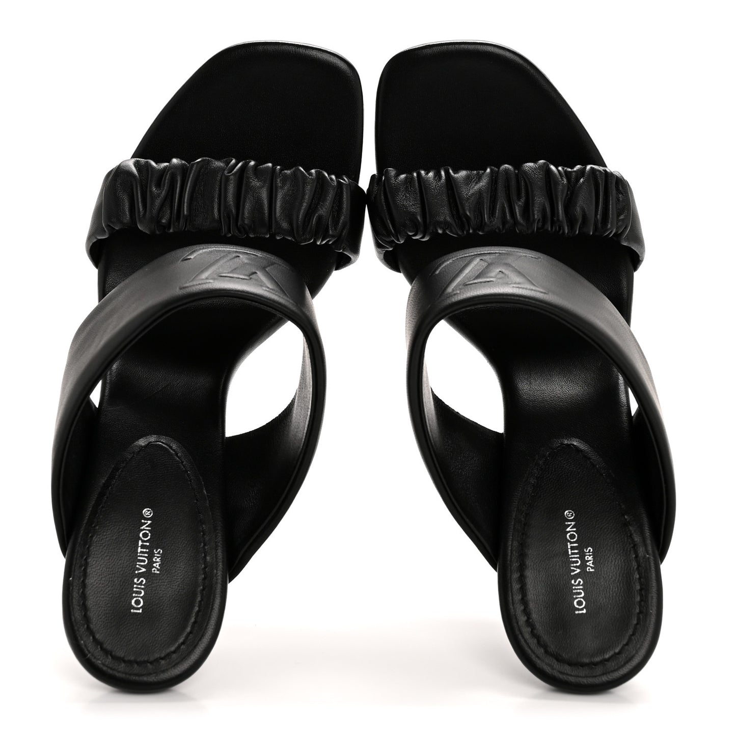 Lambskin Drapy Heel Mules 41 Black