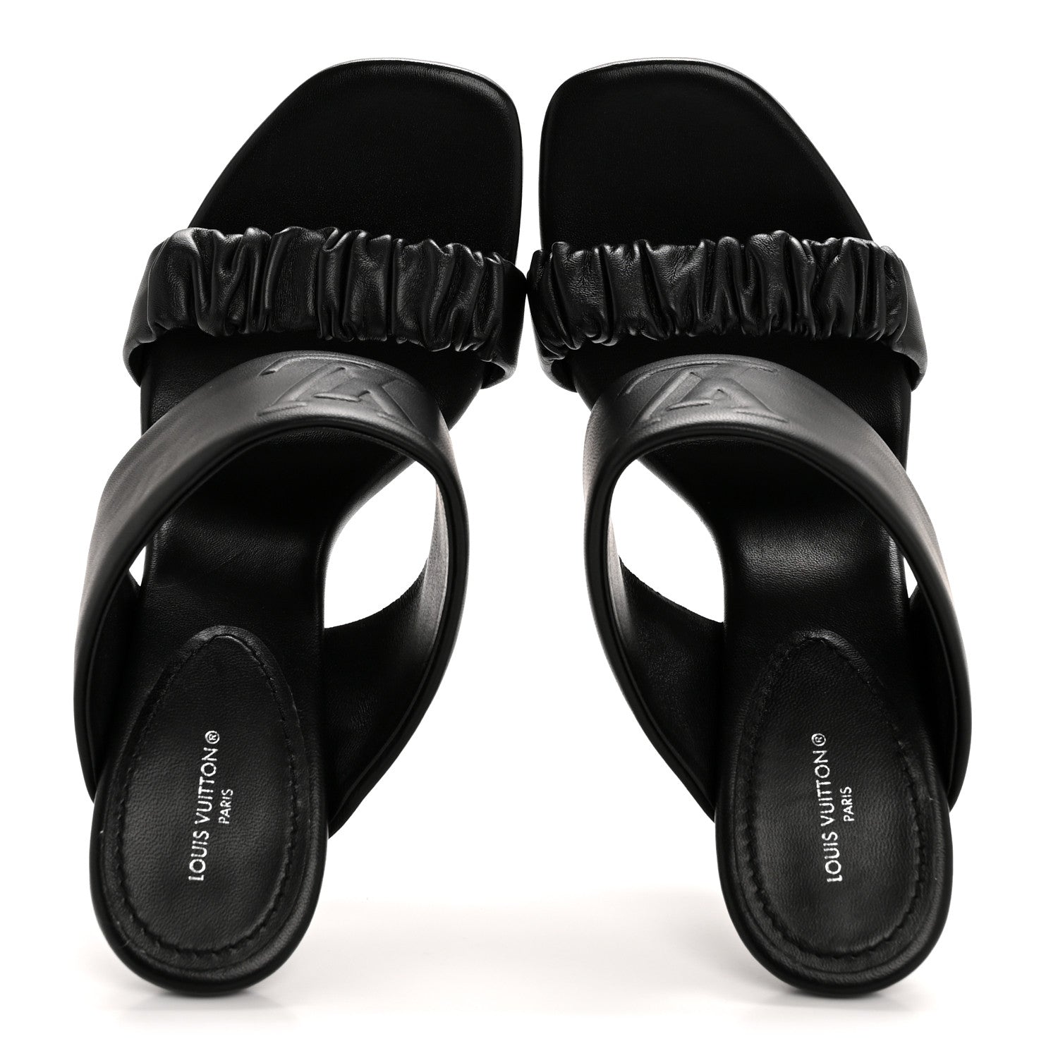 Louis Vuitton Lambskin Drapy Heel Mules 41 Black 2 of 11
