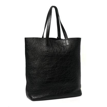 Saint Laurent Calfskin Crocodile Embossed Bold Shopper Tote Black 4 of 10