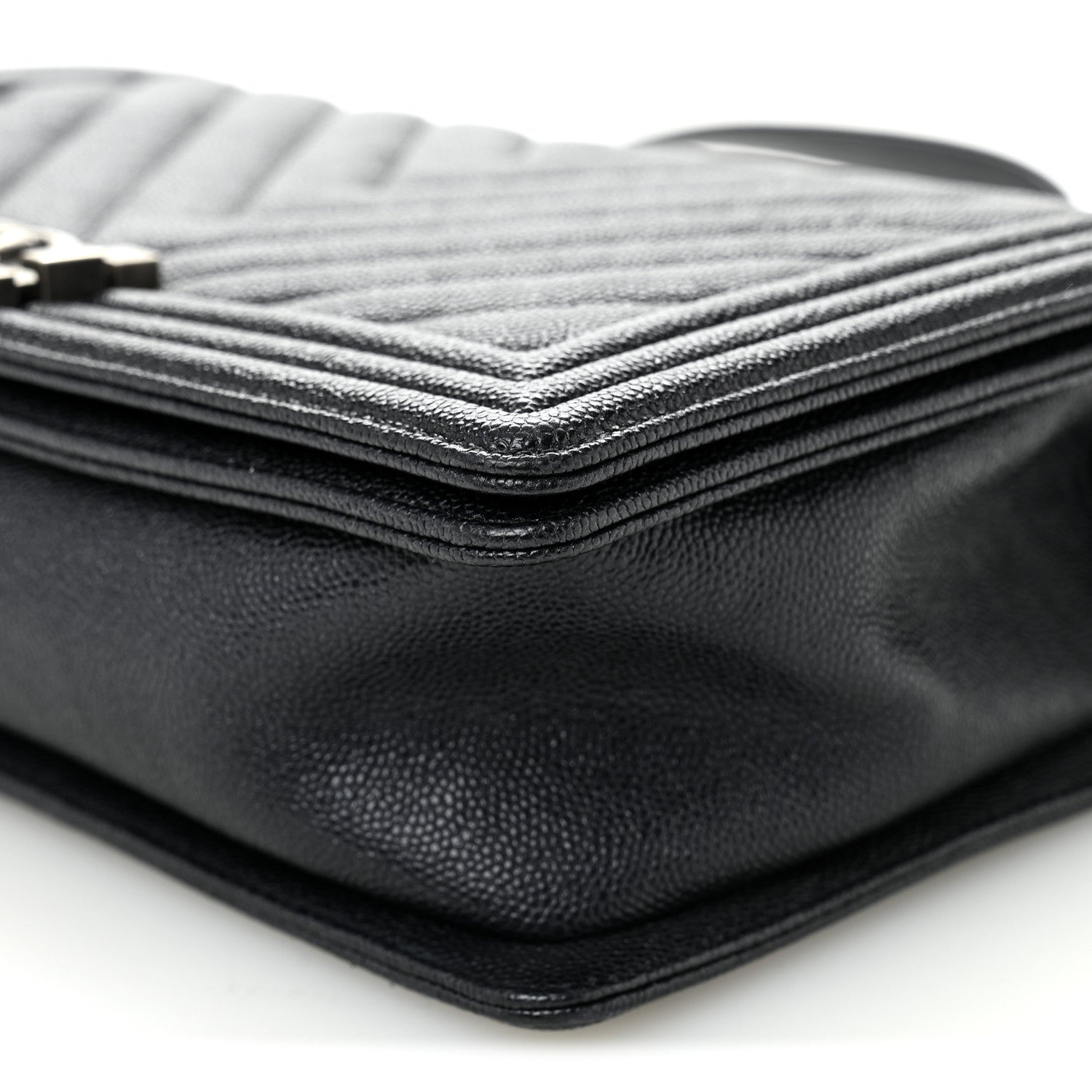 Chanel Caviar Chevron Quilted New Medium Boy Flap Dark Navy Blue 10 of 10
