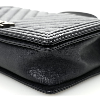 Chanel Caviar Chevron Quilted New Medium Boy Flap Dark Navy Blue 10 of 10