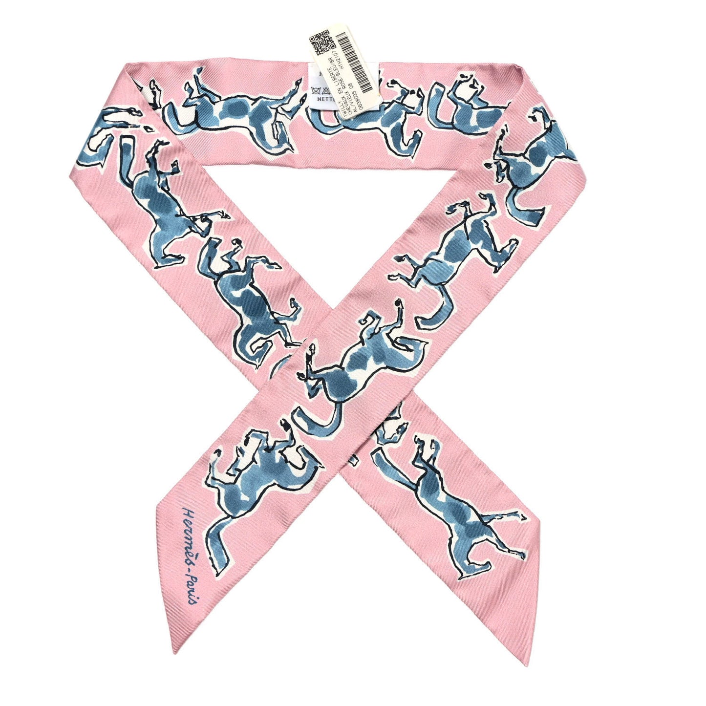 Silk Chevaux en Liberte Twilly Vieux Rose Bleu
