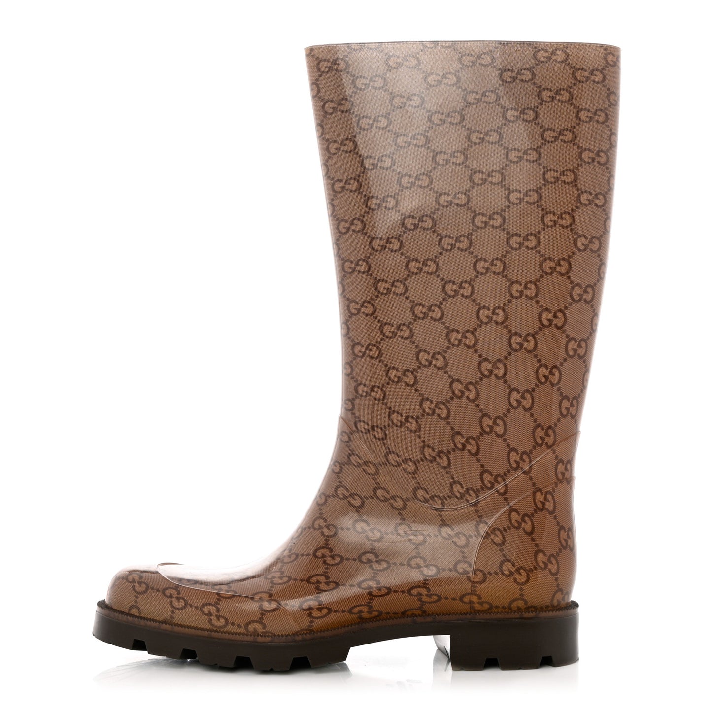 Rubber Monogram Edinburg Rain Boots 39 Transparent Cocoa