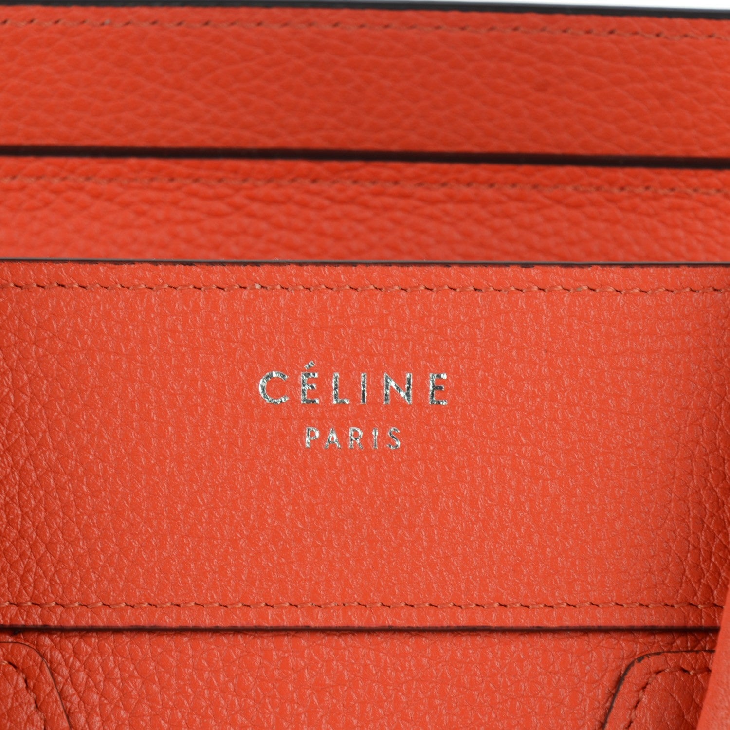 Celine Drummed Calfskin Micro Luggage Vermillion 6 of 9