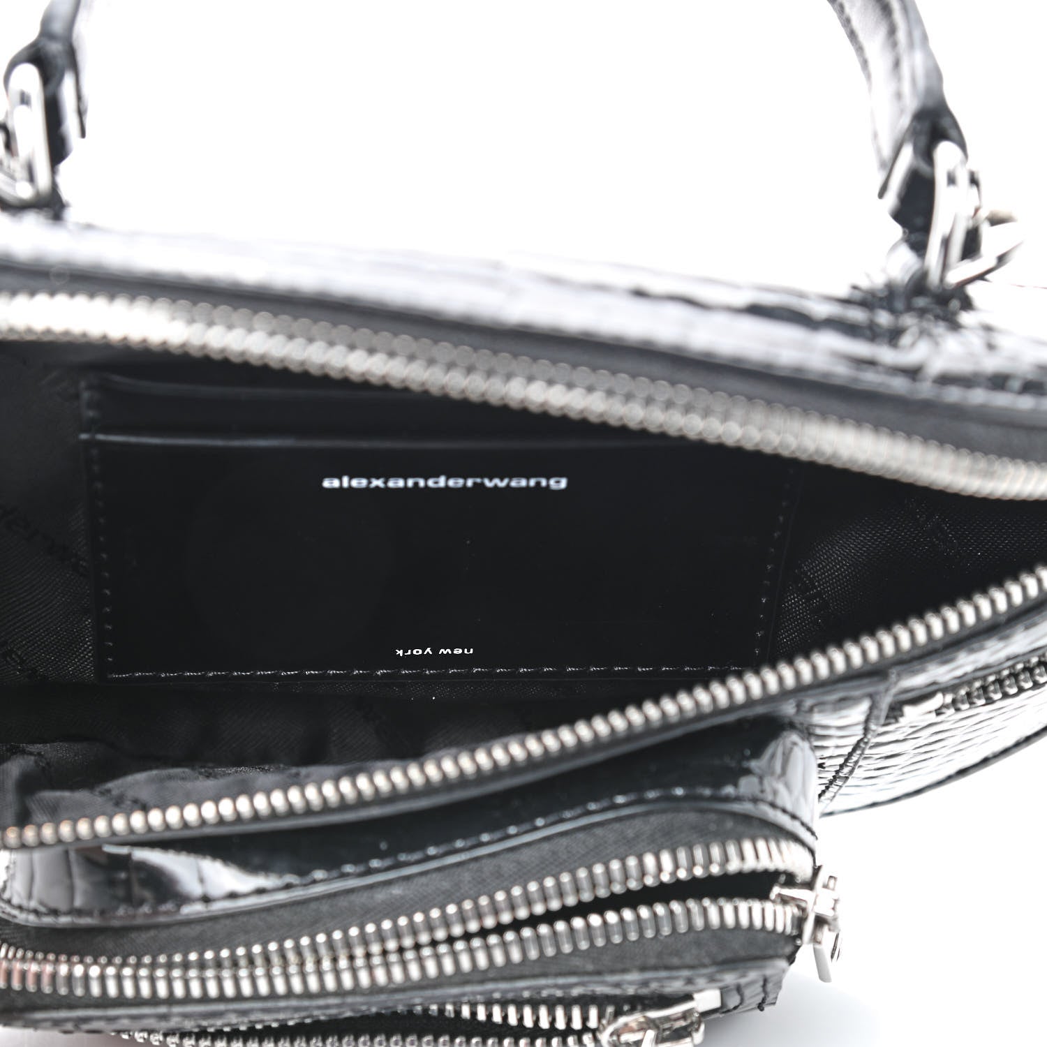 Alexander Wang Crocodile Embossed Patent Mini Top Handle Attica Belt Bag Black 4 of 8