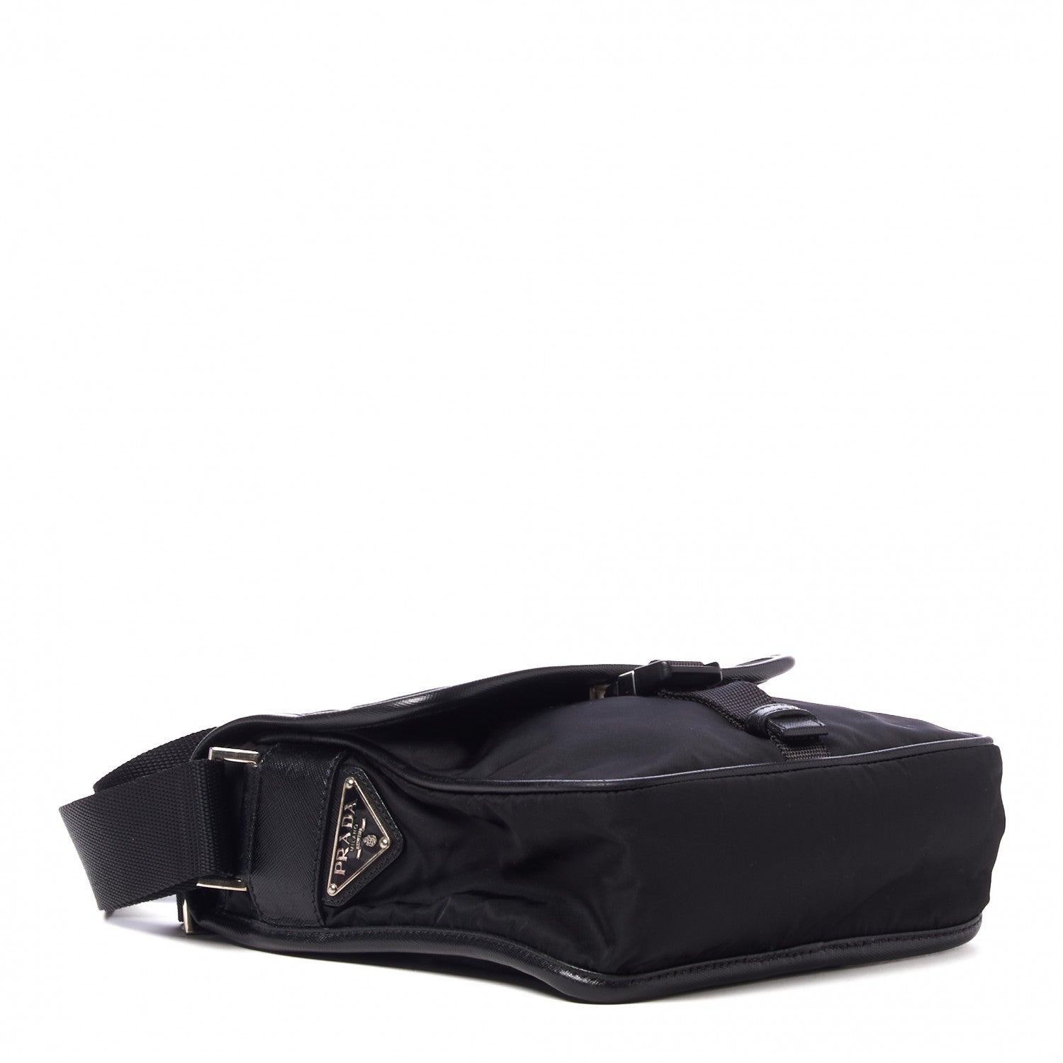 Prada Tessuto Nylon Saffiano Messenger Satchel Black 4 of 8