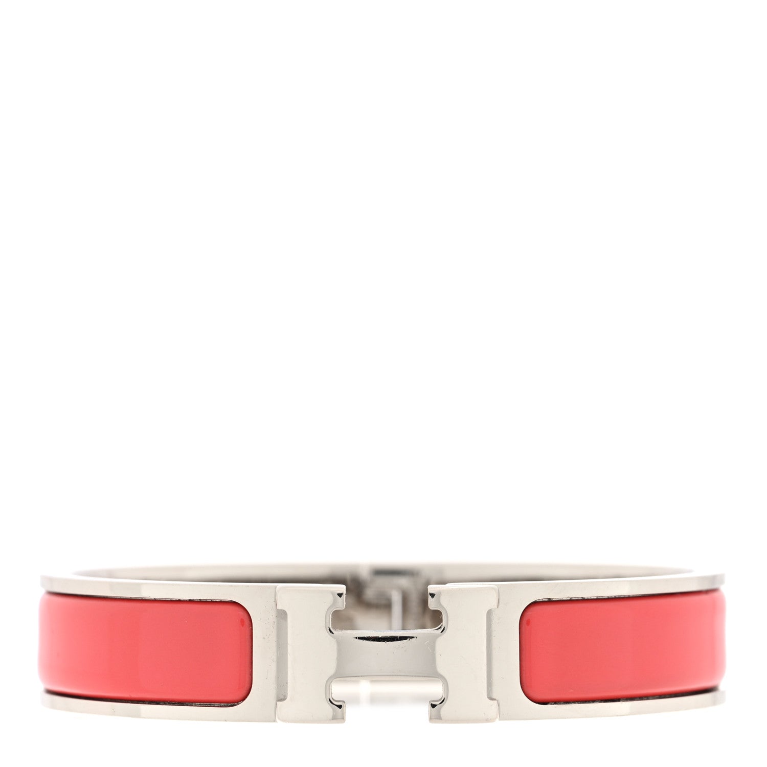 Hermes Enamel Narrow Clic Clac H Bracelet PM Rouge Corail 1 of 4