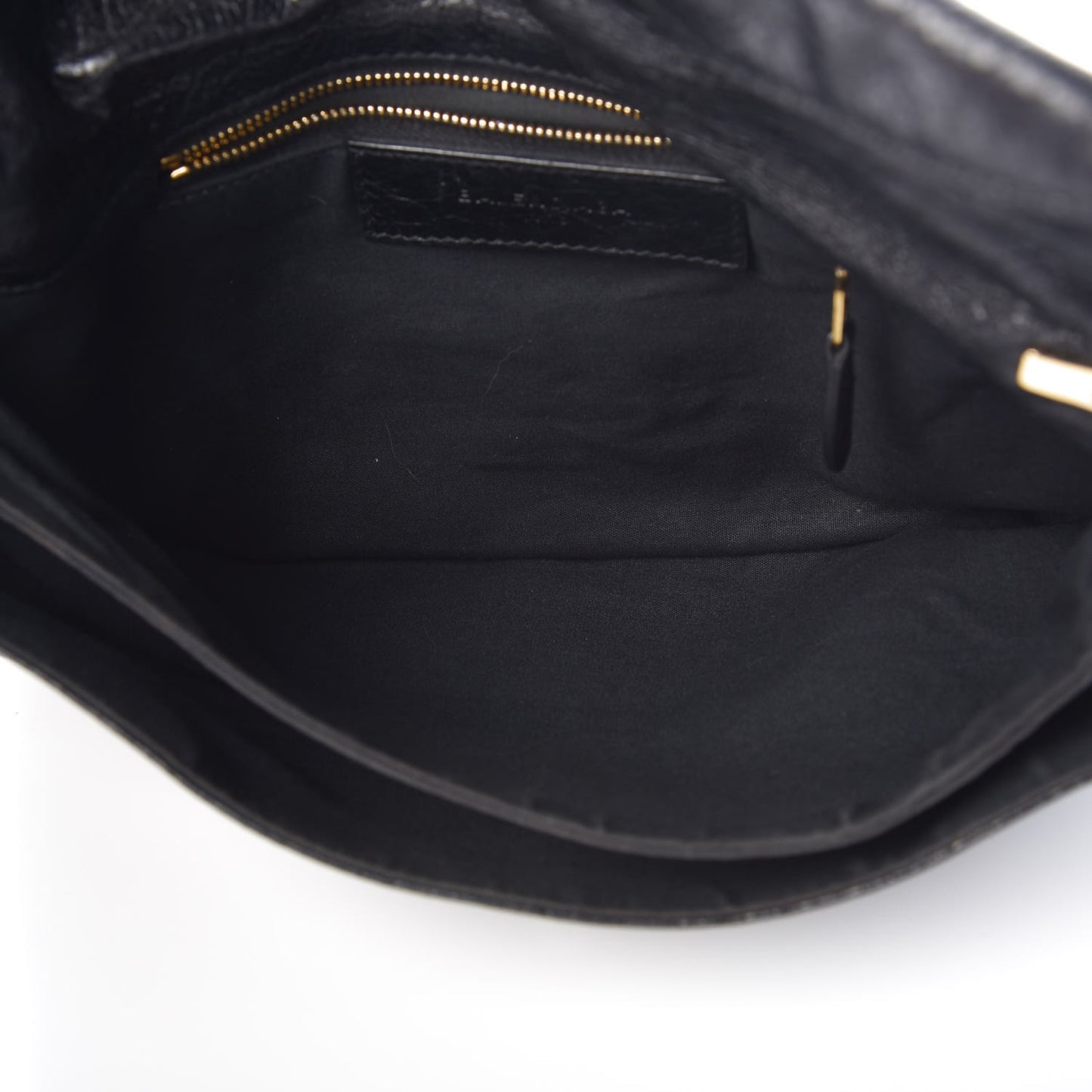 Agneau Giant 12 Gold Hardware Envelope Strap Clutch Black