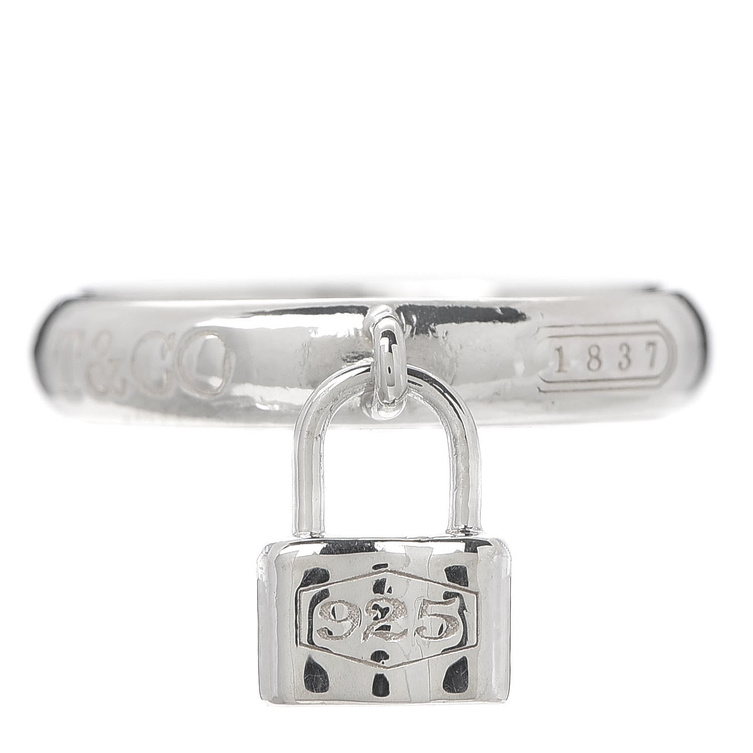 Tiffany Sterling Silver 1837 Lock Charm Ring 57 8 1 of 6