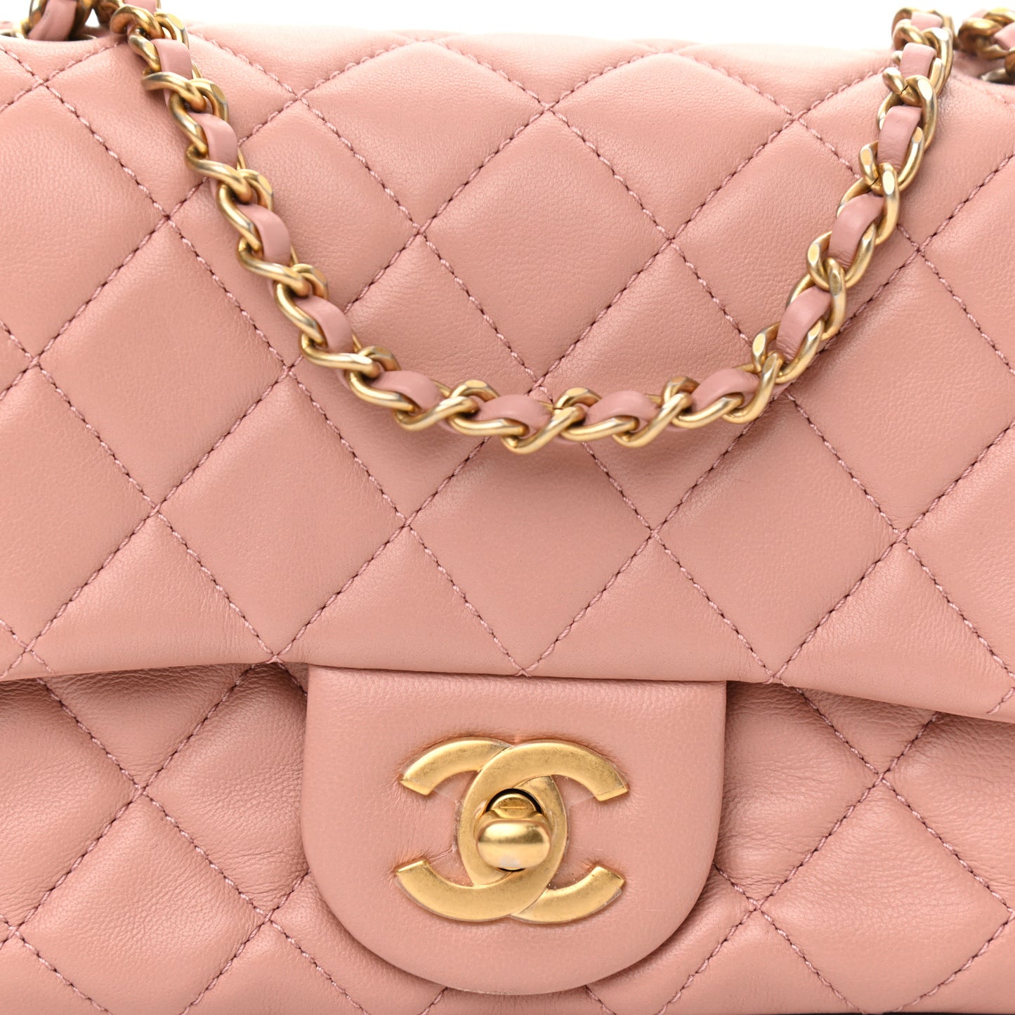 Lambskin Quilted Mini Pearl Crush Flap Dark Pink
