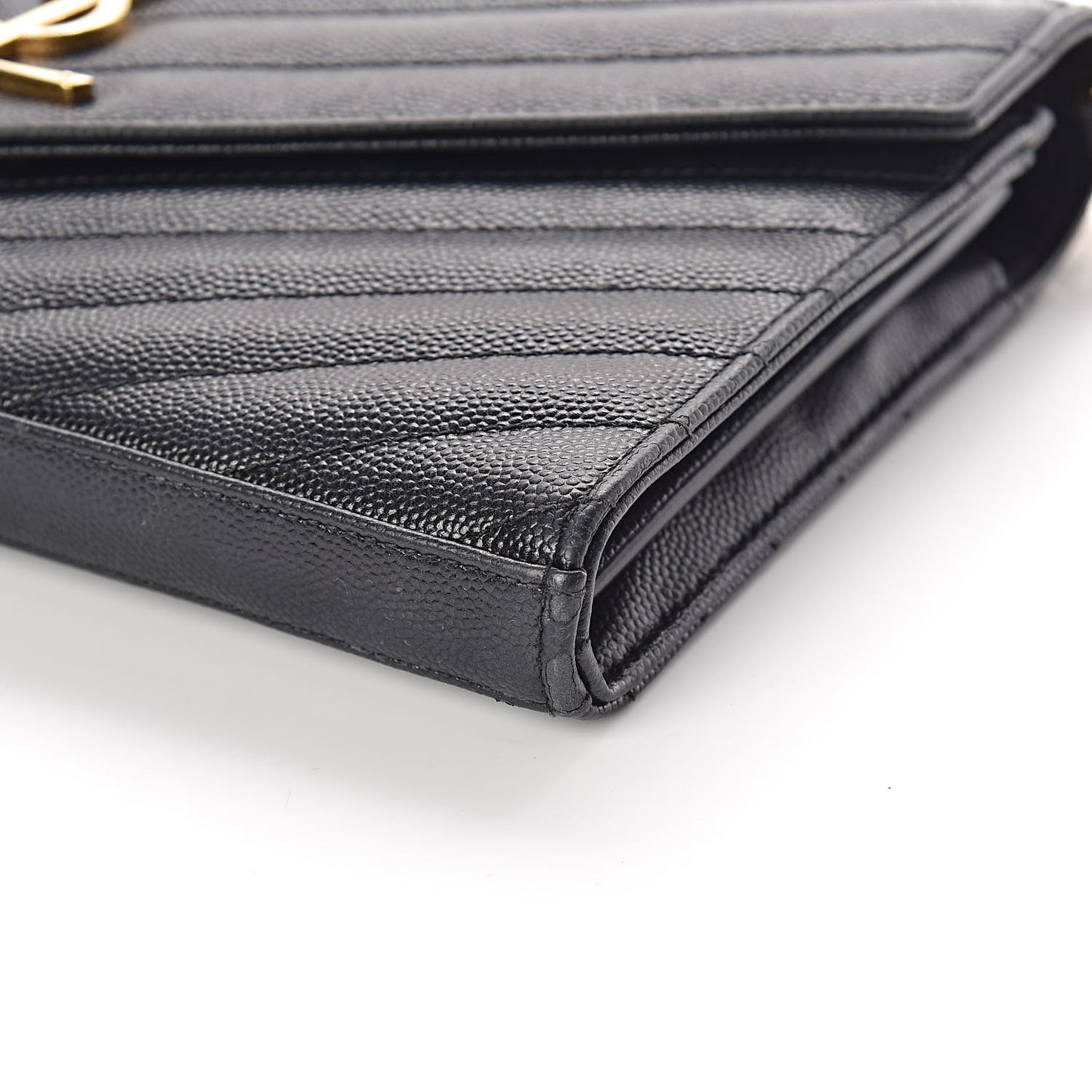 Grain De Poudre Matelasse Chevron Monogram Chain Wallet Black