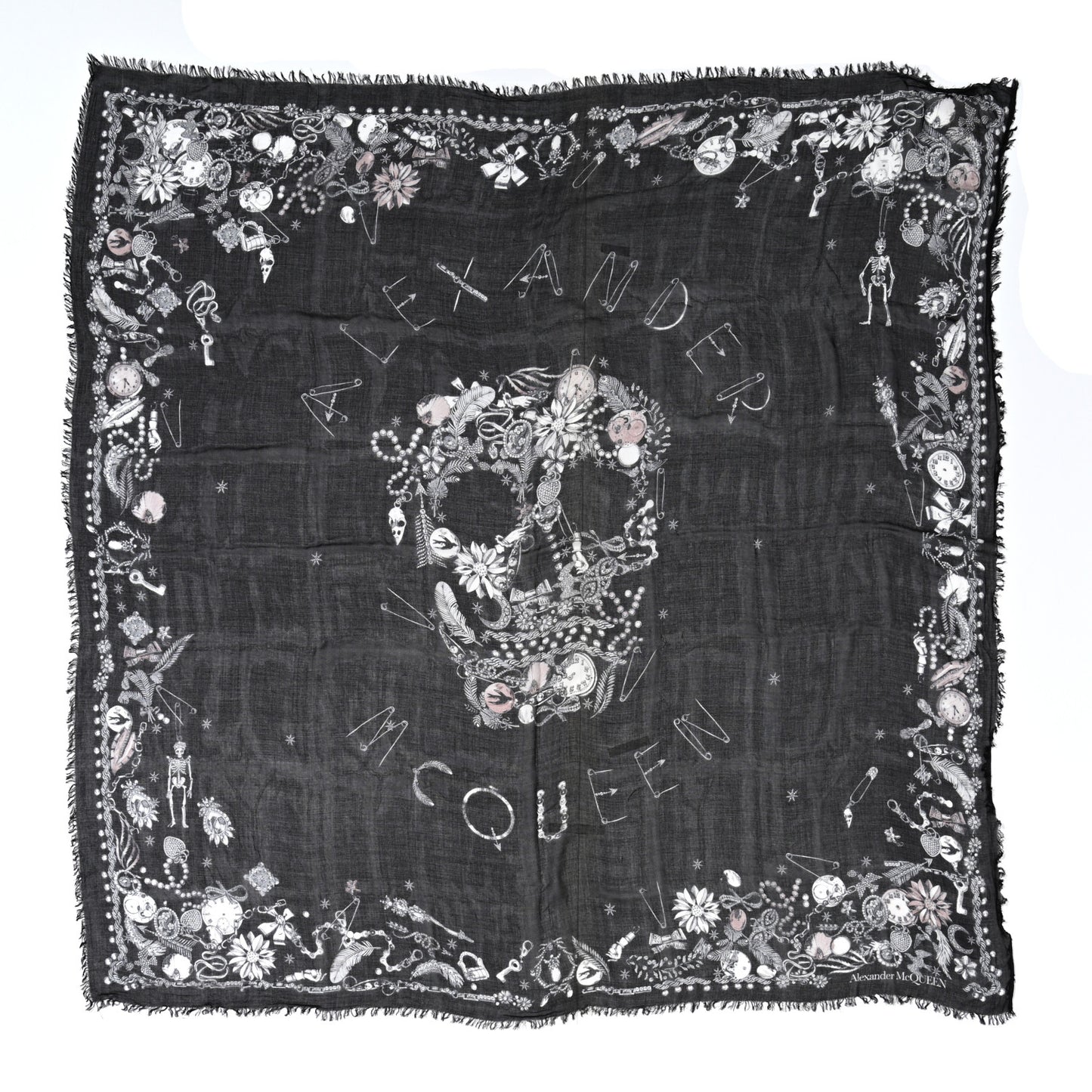 Modal Jewelled Skull Scarf Black Multicolor