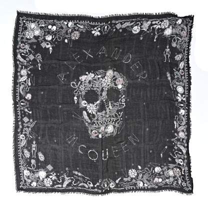 Alexander McQueen Modal Jewelled Skull Scarf Black Multicolor 1 of 5