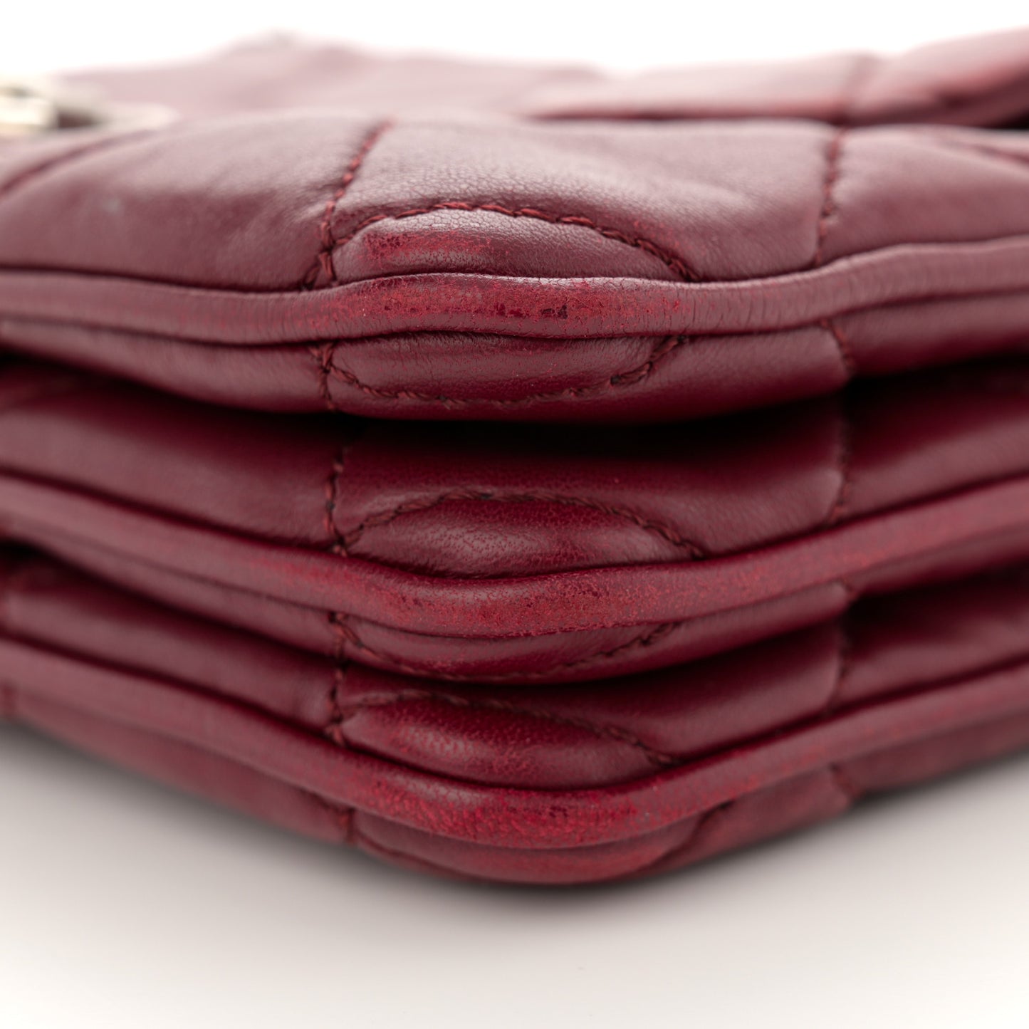 Lambskin Quilted Accordion Flap Burgundy