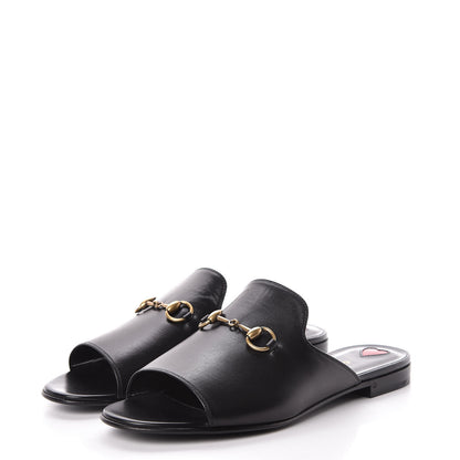 Gucci Malaga Kid Horsebit Slide Sandals 37 Black 3 of 9