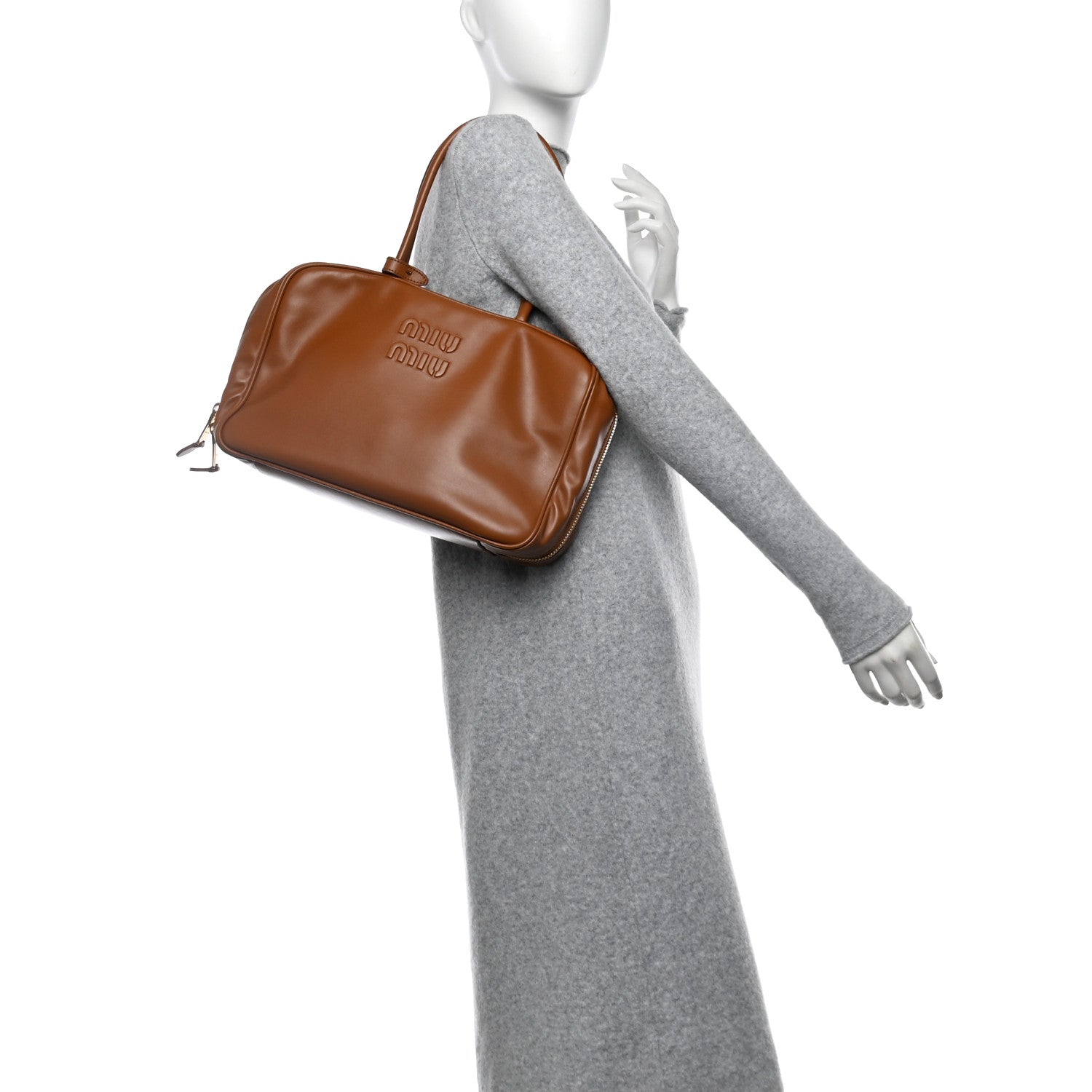 Miu Miu Soft Calf Softy Large Beau Top Handle Bag Cognac 2 of 9