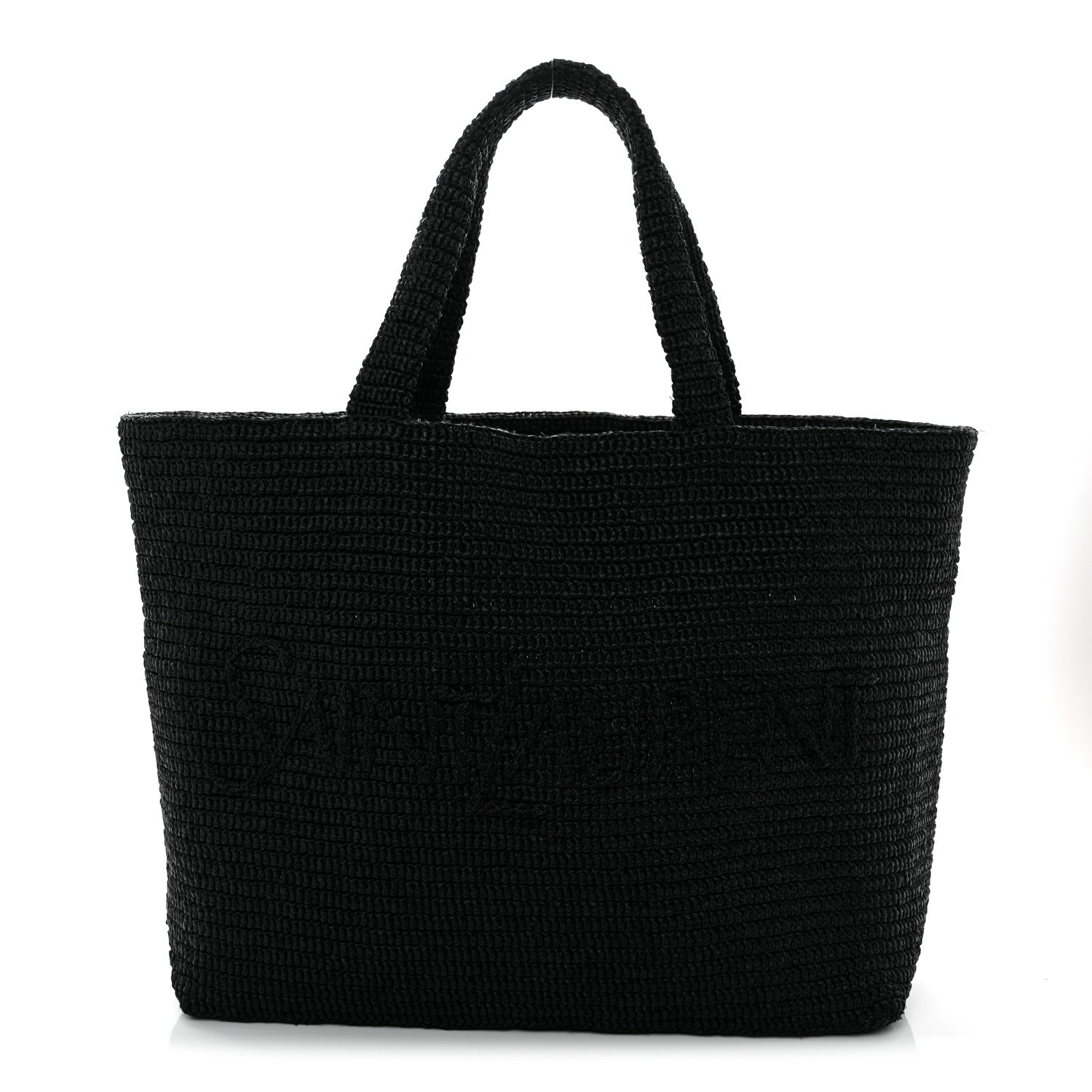 Saint Laurent Raffia Wide Tote Black 1 of 8