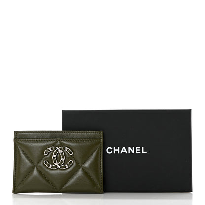 Chanel Lambskin Quilted Chanel 19 Card Holder Khaki 9 of 9