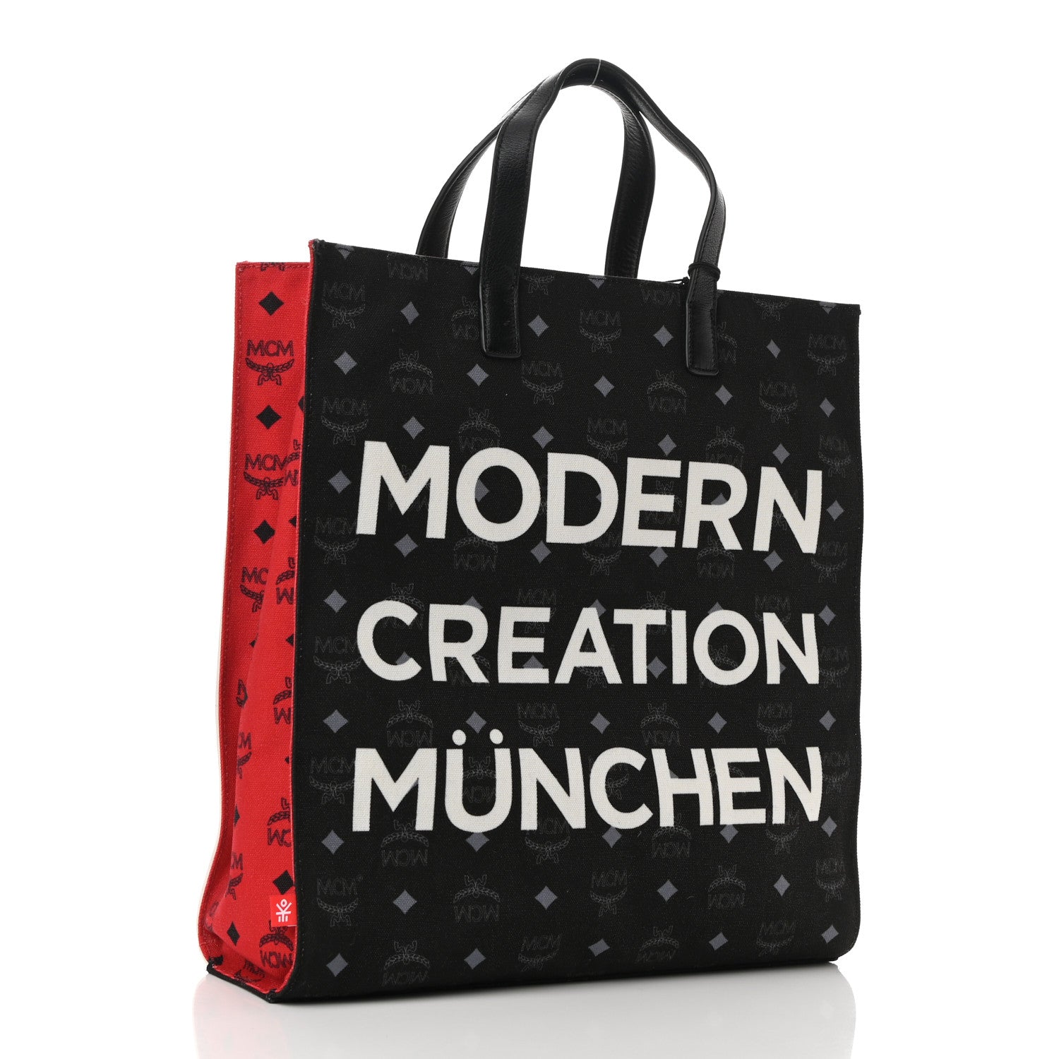 MCM X Ekocycle Visetos Studded Tote White Black 2 of 9