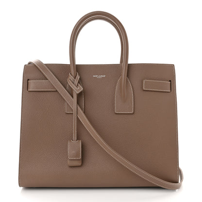 Saint Laurent Grained Calfskin Topstitch Small Classic Sac De Jour Taupe 3 of 10