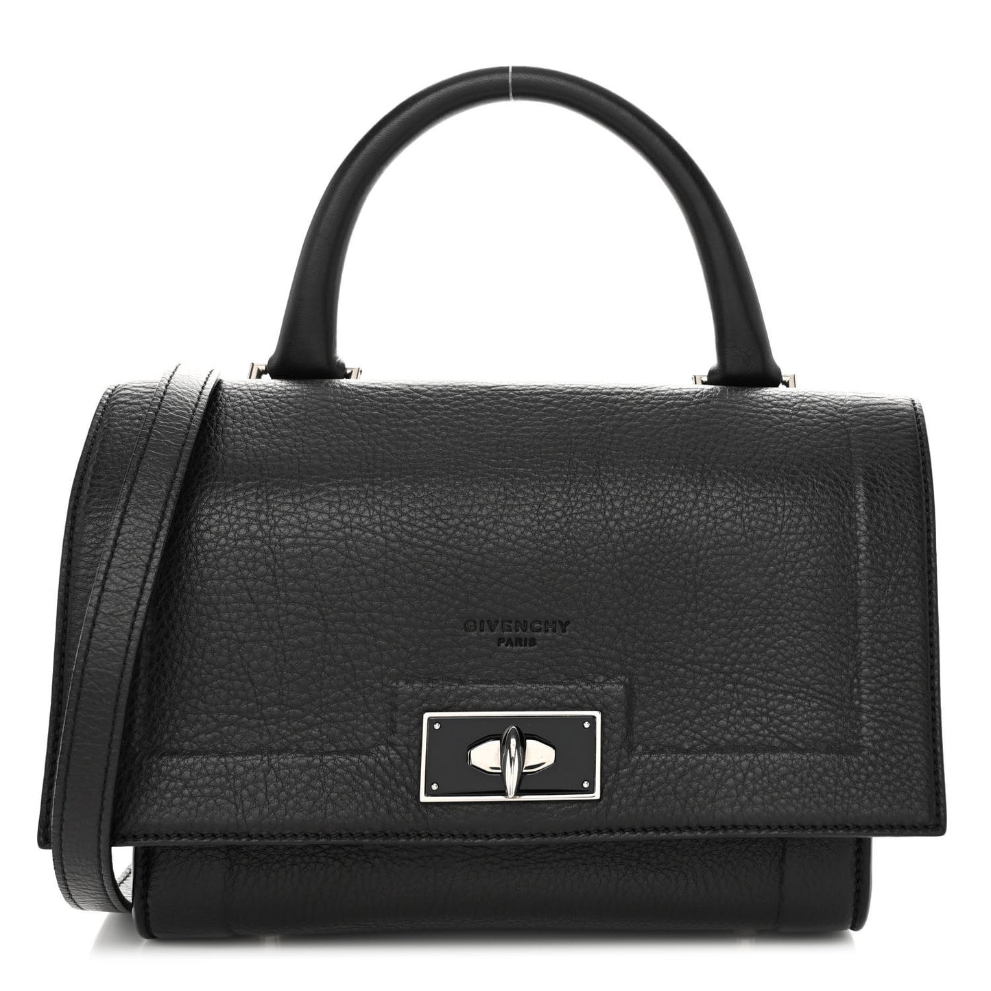 Grained Calfskin Mini Shark Lock Satchel Black
