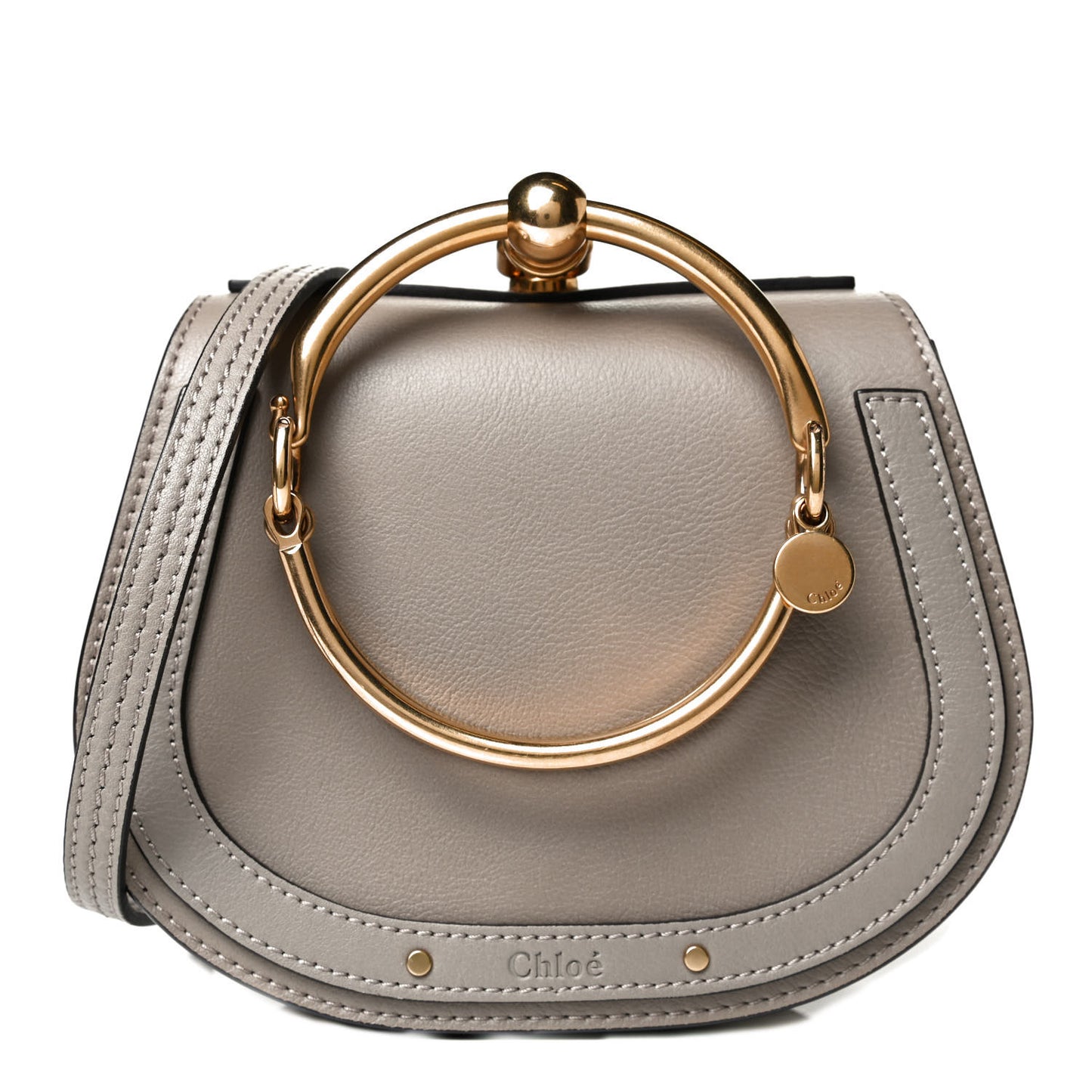 Calfskin Suede Small Nile Bracelet Bag Motty Grey