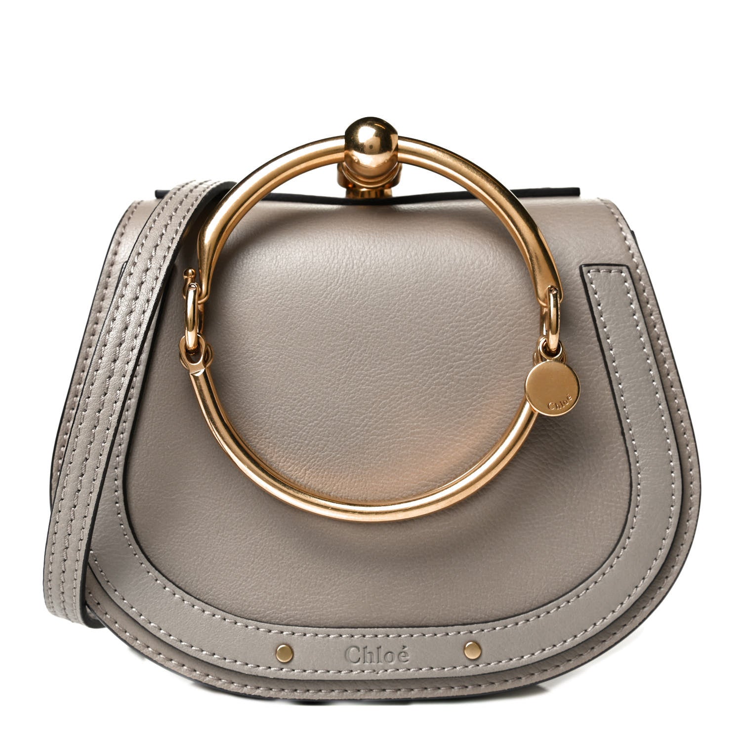 Chloe Calfskin Suede Small Nile Bracelet Bag Motty Grey 1 of 25