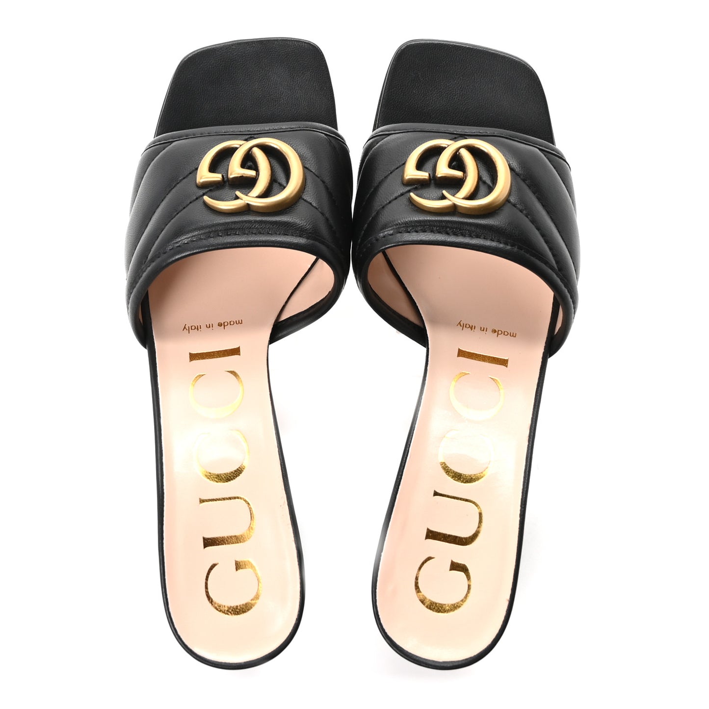 Nappa Matelasse GG Marmont 55mm Slide Sandals 36.5 Black