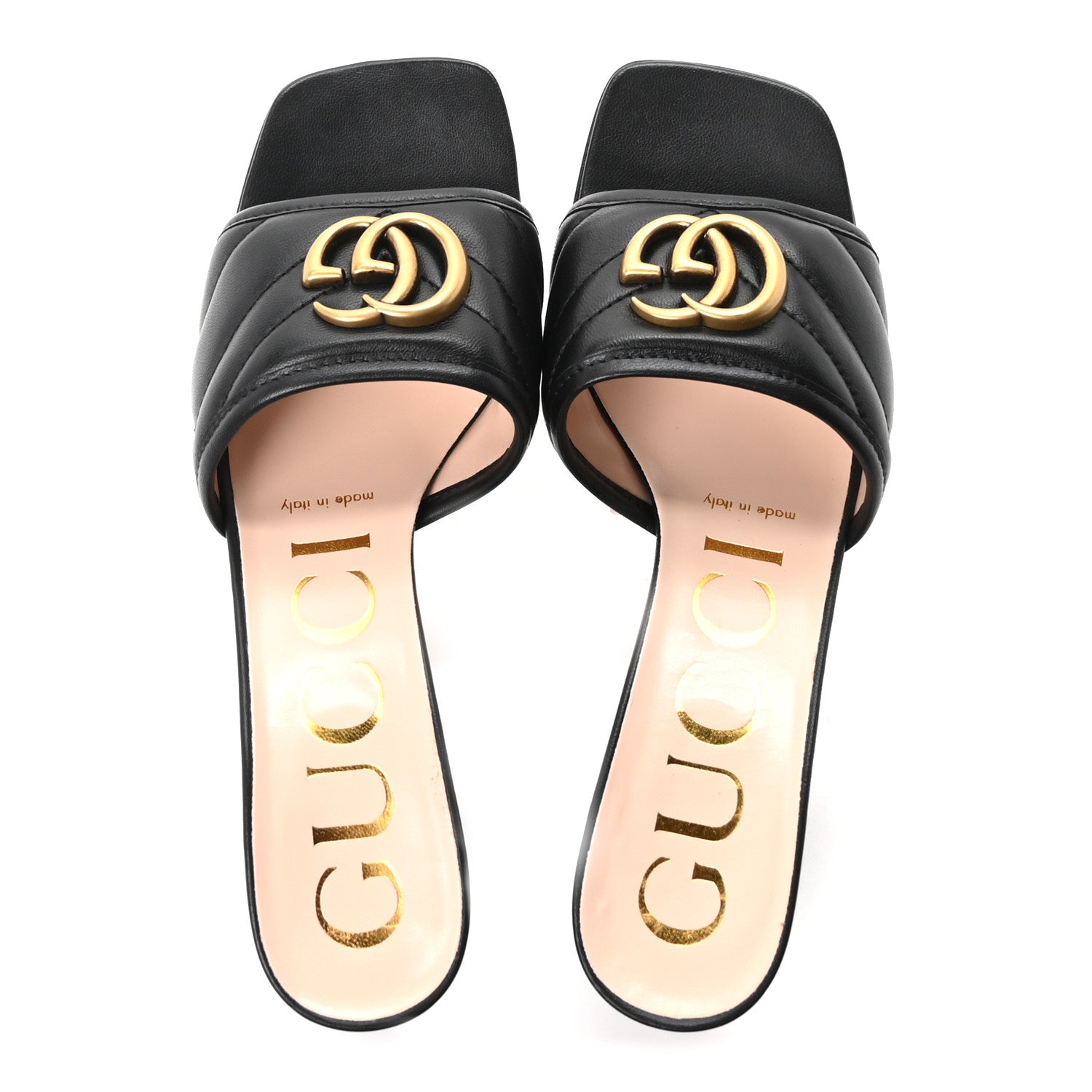 Gucci Nappa Matelasse GG Marmont 55mm Slide Sandals 36.5 Black 2 of 10