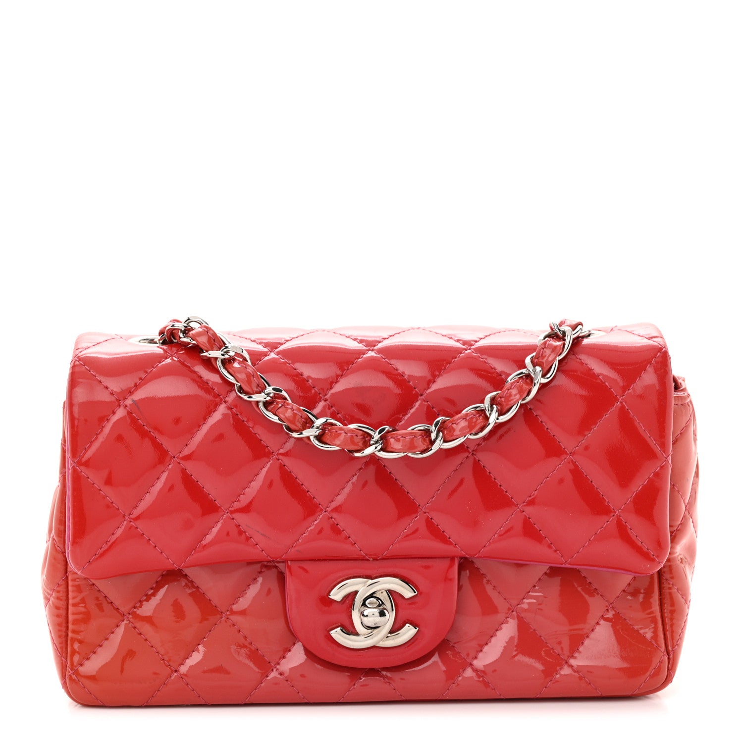 Chanel Patent Calfskin Quilted Mini Rectangular Flap Pink 1 of 10
