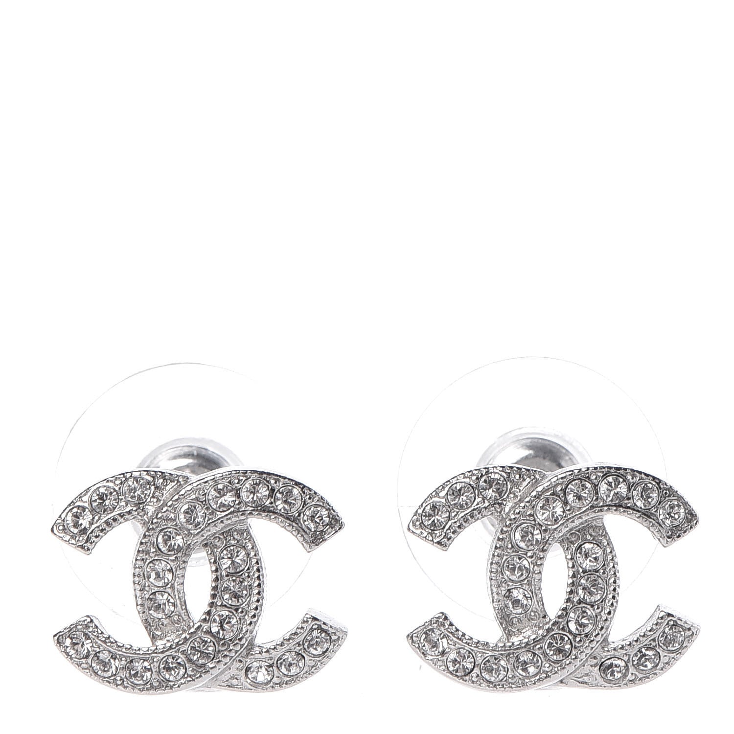 Chanel Crystal Mini Timeless CC Earrings Silver 1 of 5