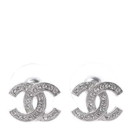 Chanel Crystal Mini Timeless CC Earrings Silver 1 of 5