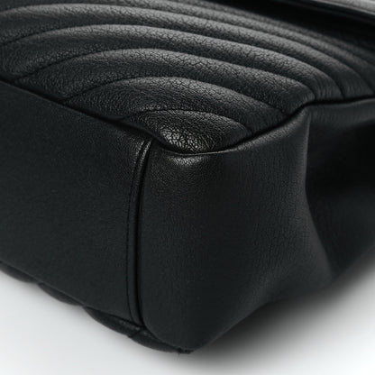 Saint Laurent Sheepskin Matelasse Chevron Monogram Monochrome Large College Satchel Black 10 of 10