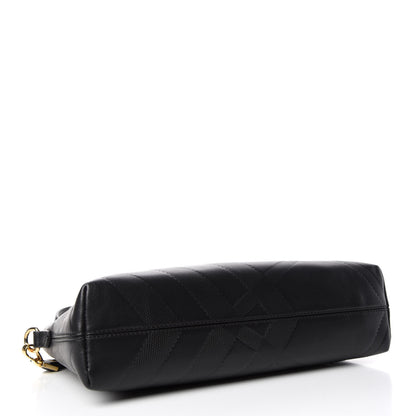 Burberry Calfskin Check Embossed Small Chichester Crossbody Clutch Bag Black 4 of 11