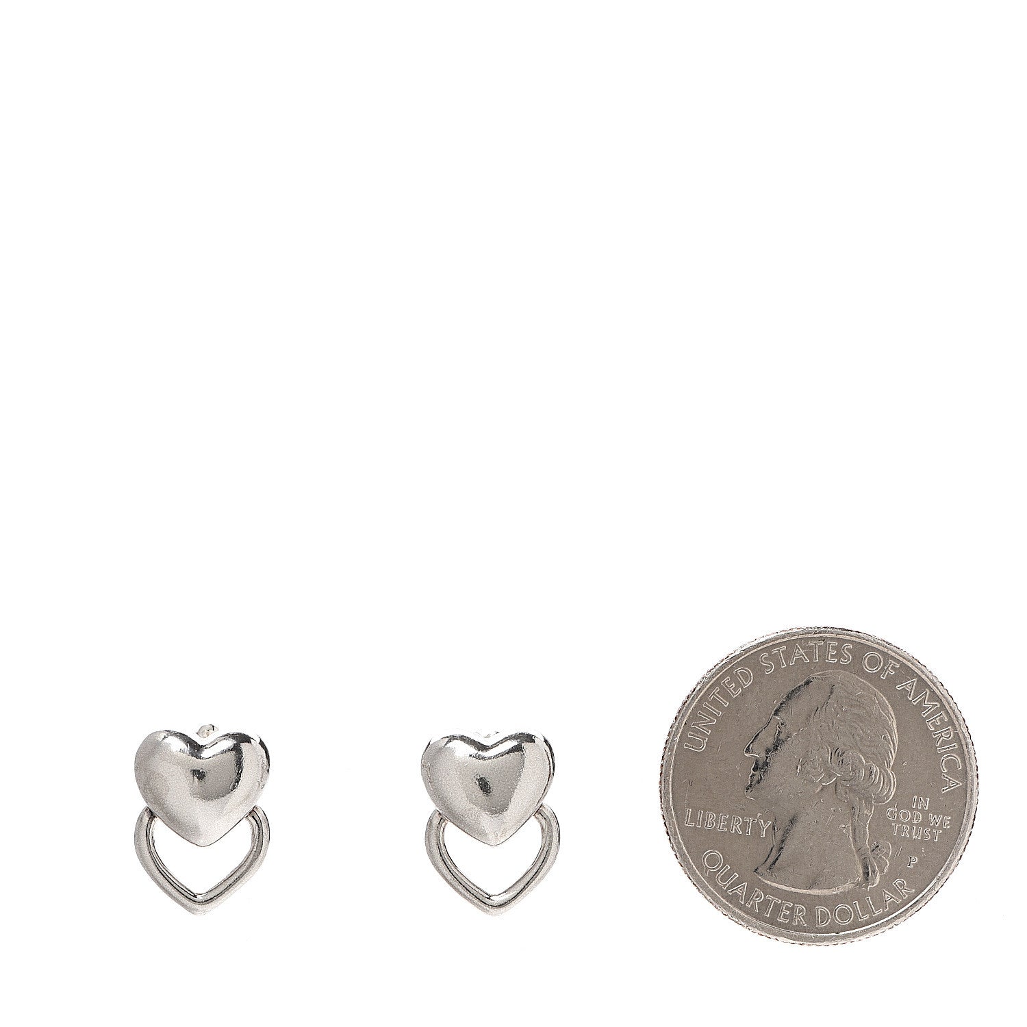 Tiffany Sterling Silver Double Heart Earrings 2 of 4