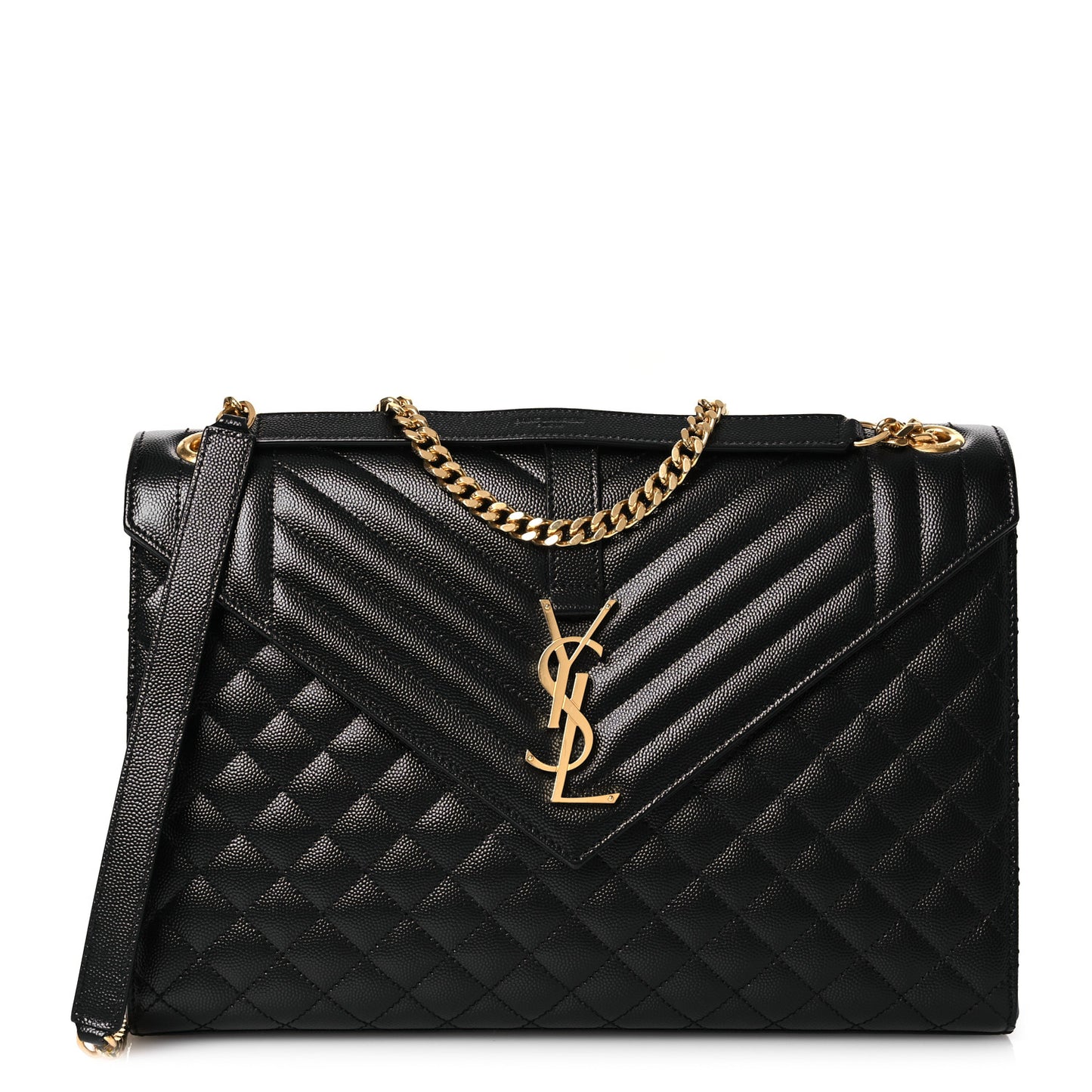 Grain De Poudre Textured Mixed Matelasse Large Triquilt Monogram Satchel Black