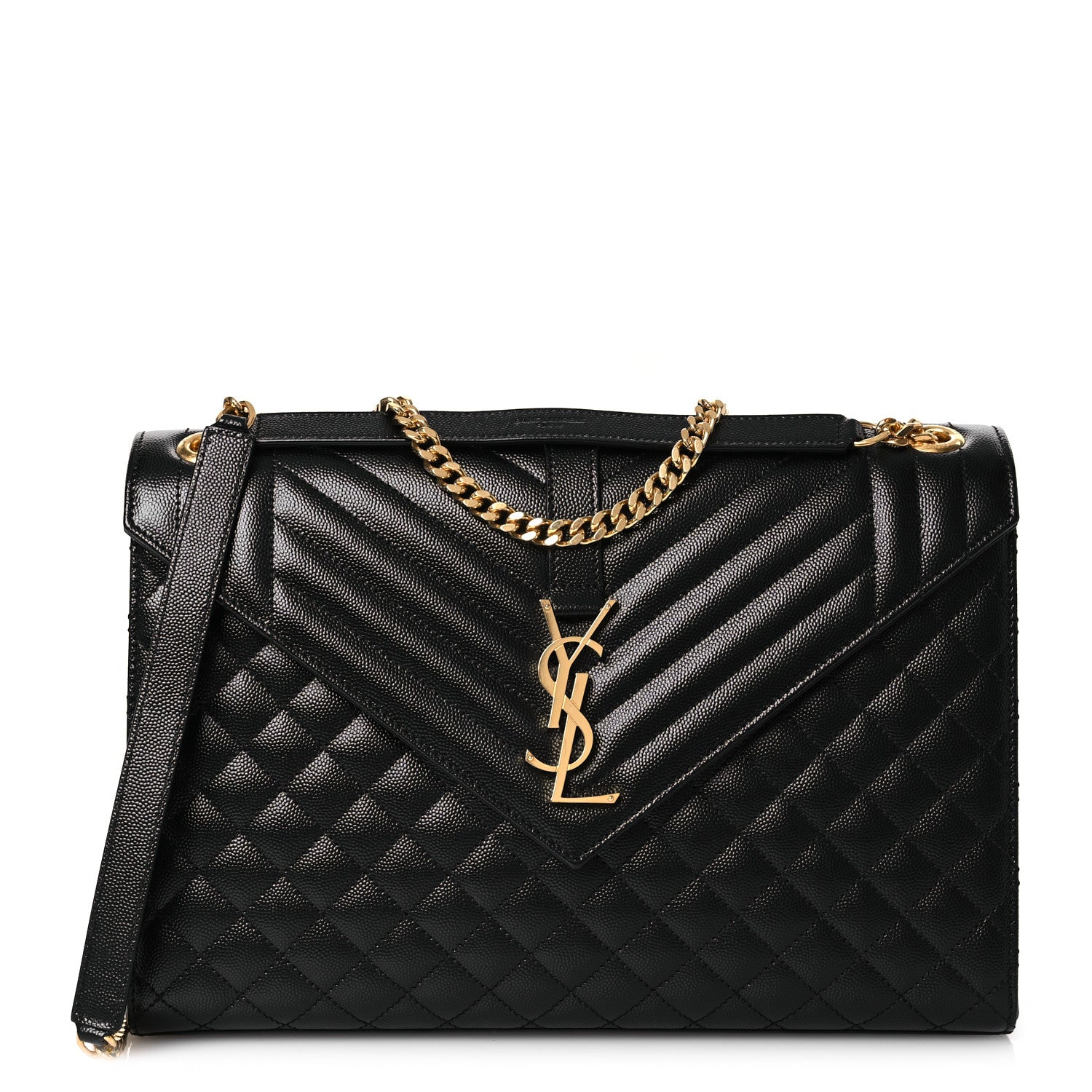 Saint Laurent Grain De Poudre Textured Mixed Matelasse Large Triquilt Monogram Satchel Black 1 of 11