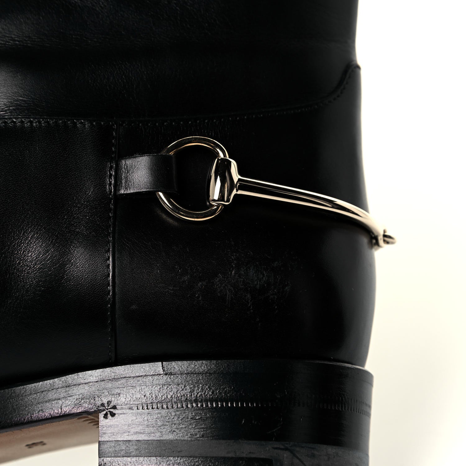 Gucci Calfskin Horsebit Tall Boots 36 Black 15 of 18